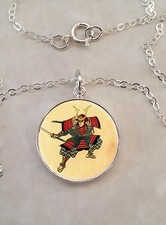 Sterling Silver 925 Necklace Samurai With Sword Japanese Warrior