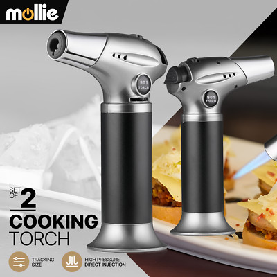 Set of 2 Refillable Butane Torch Lighter Adjustable Single Flame Cigars Lighter