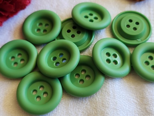 Lot De 10 Boutons Vintage Verts "bouée" - 2,2 Cm De Diamètre - Réf. 1591 - Occasion