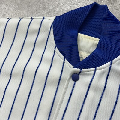 VTG 80s 90s MLB NEW YORK METS FELCO PINSTRIPE BOMBER JACKET SIZE L