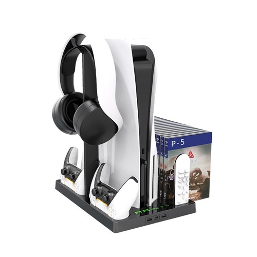 For PS5 Vertical Stand Cooling Fan Base Dual Controller Charging Station Holder - Picture 2 of 12