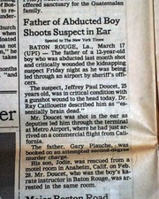 GARY PLAUCHE Kills His Son's Child Molester in Surprise Shooting 1984 Newspaper