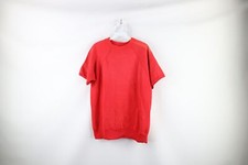 Vtg 70s Streetwear Mens Large Distressed Blank Short Sleeve Sweatshirt Red USA