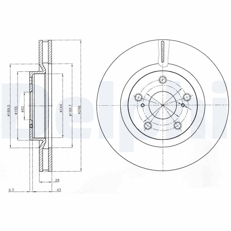 Disque de frein DELPHI BG4114C pour TOYOTA YARIS et RAV 4