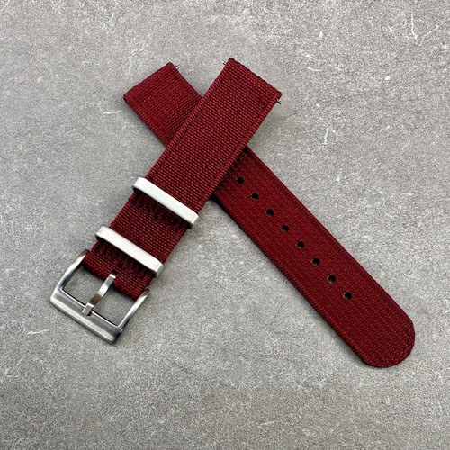 Two Piece NATO Watch Strap Quick Release Premium Ribbed Nylon 20mm 22mm - Picture 10 of 16