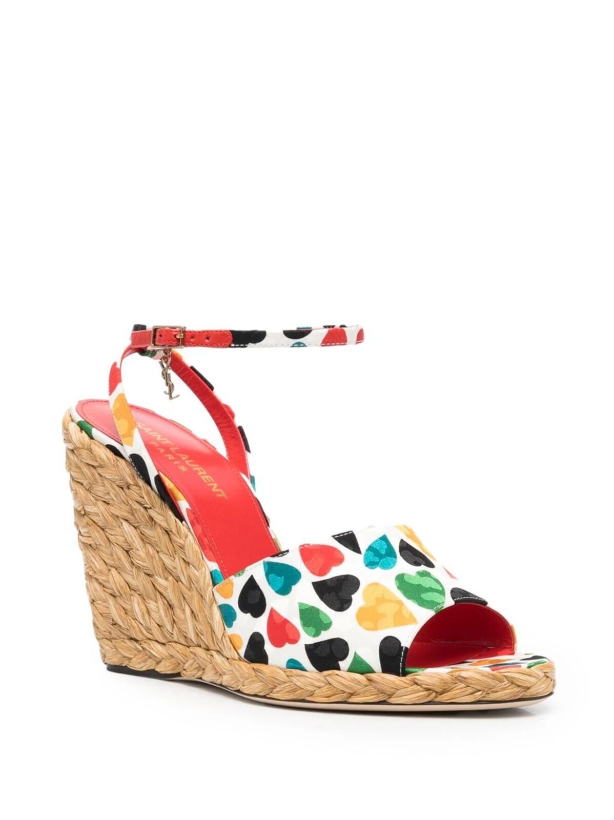 Sandali con zeppa espadrillas stampa cuore Saint Laurent Paloma taglia 39 vendita al dettaglio $945