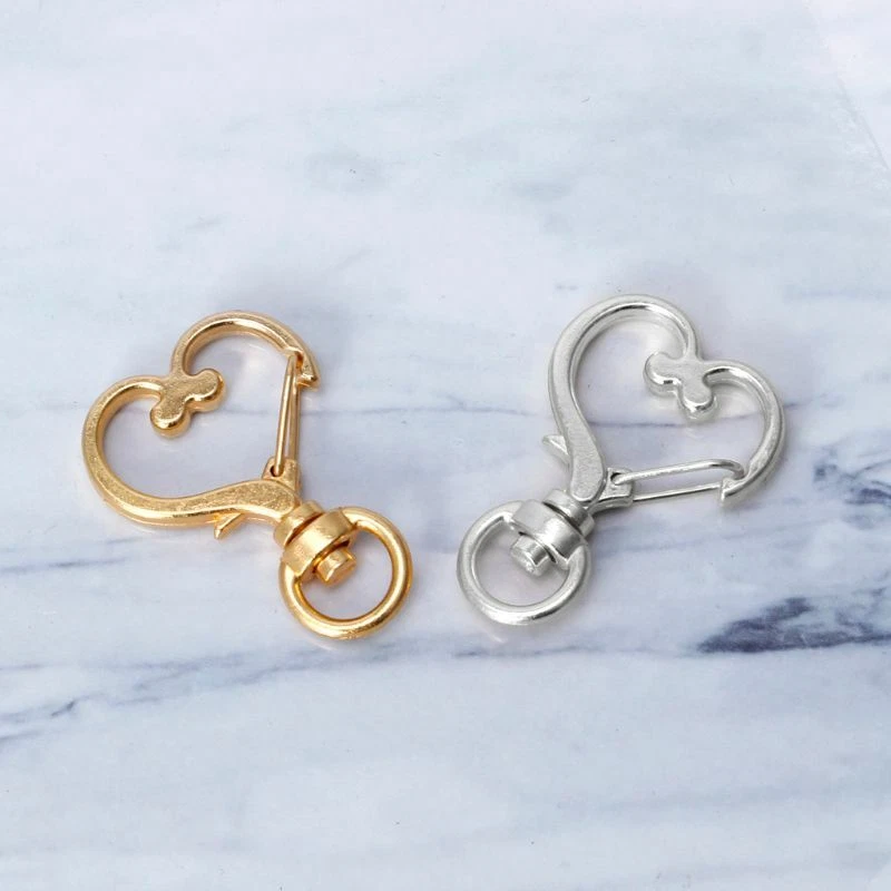 10Pcs Swivel Metal Lobster Clasp Snap Hook Heart Shape Keychain Jewelry Findings