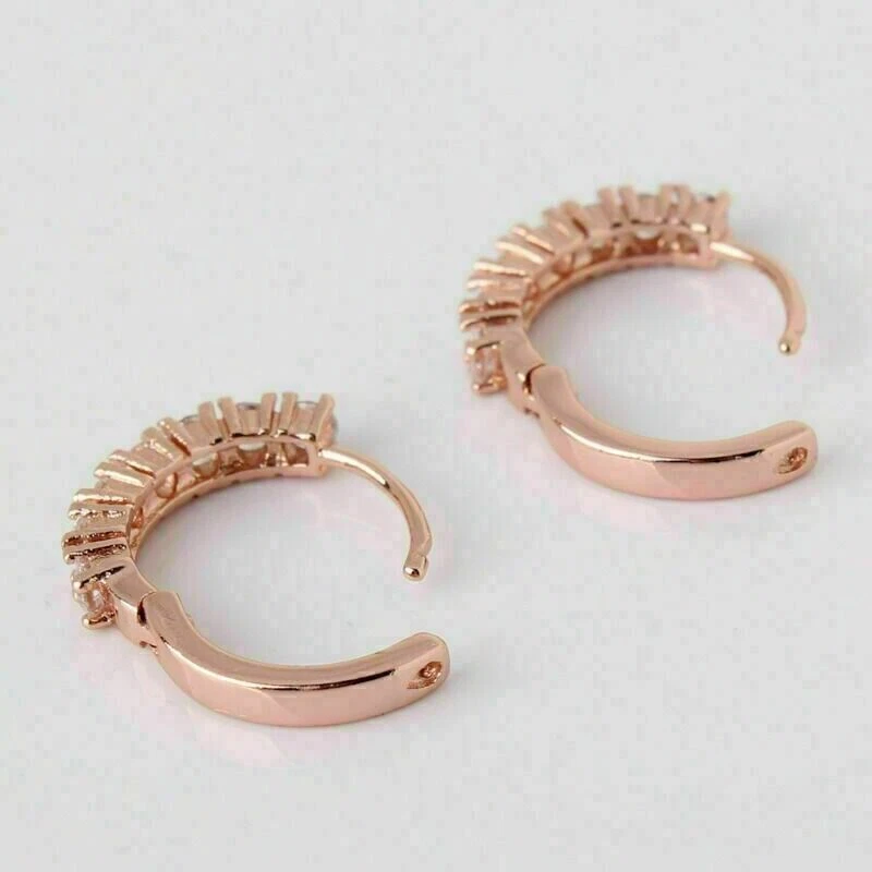 2.00 CT Rundschliff Künstlicher Diamant Huggie Creolen 14K Rose Vergoldet - Bild 3 von 4