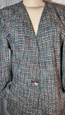 Vtg Liz Claiborne Jacket Blazer Colorful Tweed Union Made USA Sz 8 Petite Preppy