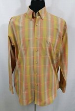 Tay Do Mens Large Long Sleeve Dress Casual Shirt Button Up Orange Yellow Brown