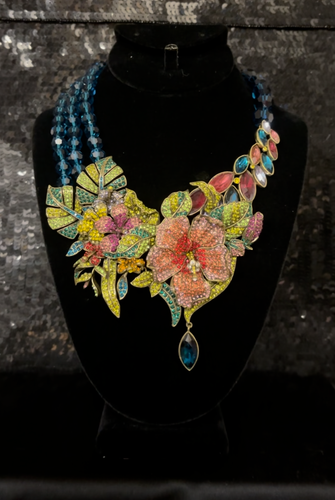 Flores de cristal multicolor, audaz glamour tropical vintage simplemente excepcionalmente NUEVO - Vídeo 1 de 1