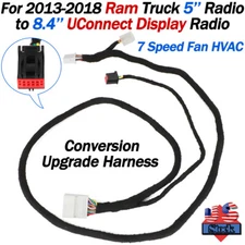 For 2013-18 Ram Truck 7 Speed 5.0 to 8.4 Bezel HVAC UConnect Conversion Harness