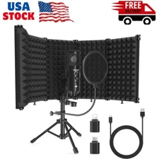Studio Recording Microphone Isolation Shield with Pop Filter and Metal Tripod S
