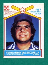 Baseball Card 1987 Ralston Purina #34 Fernando Valenzuela Los Angeles Dodgers EX