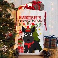 Personalised Dog Christmas Sack Scottie Treat Stocking Xmas Puppy Present CDS74