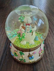 Easter Snow Globe Dome Bunny Rabbit Glitter Musical Plays Music Watch Video