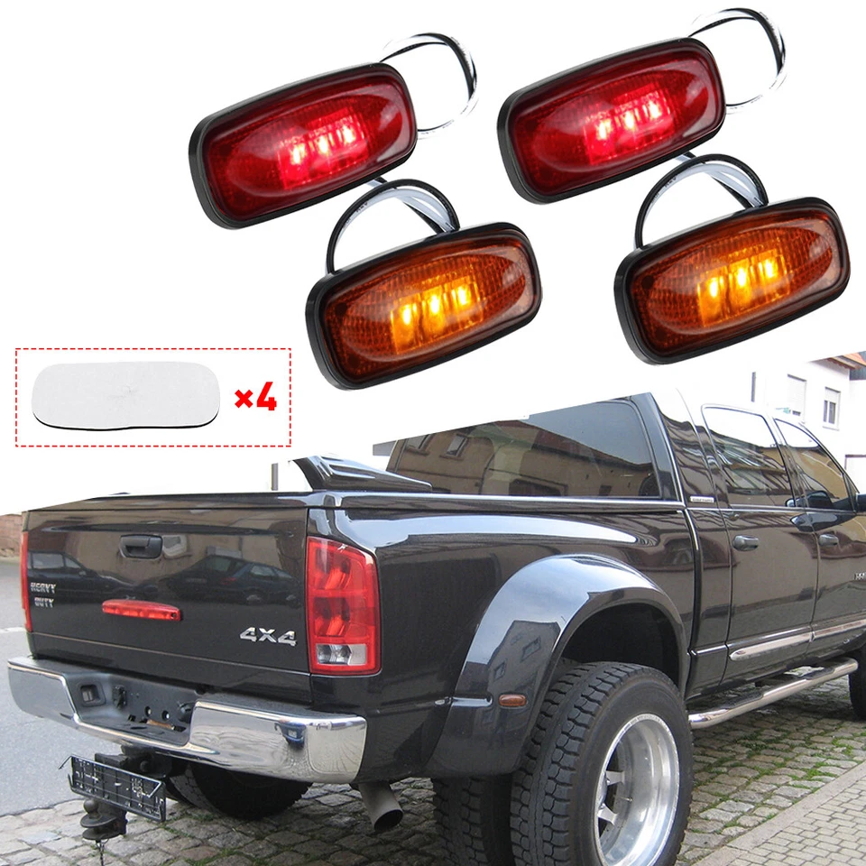 4 piezas Guardabarros LED lateral doble luz roja marcador ámbar para Dodge Ram 2500 3500 EE. UU. T Foto 3 de 4