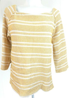 Postmark Anthropologie Women's Medium Top Textured Striped Flared Sleeve EUC