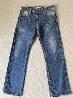 Levis 505 Jeans Mens 33x30 Blue Denim Whisker Straight Leg Distressing Tag  33x32 | eBay