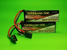 2x BATTERIA LIPO VANT 5200MAH 3S 11.1 50C ADATTA PER TRAXXAS SLASH REVO tra2832x