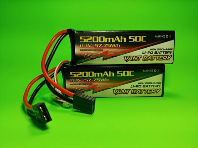2X VANT 5200MAH 3S 11.1 50C LIPO BATTERY FITS TRAXXAS SLASH REVO  tra2832x
