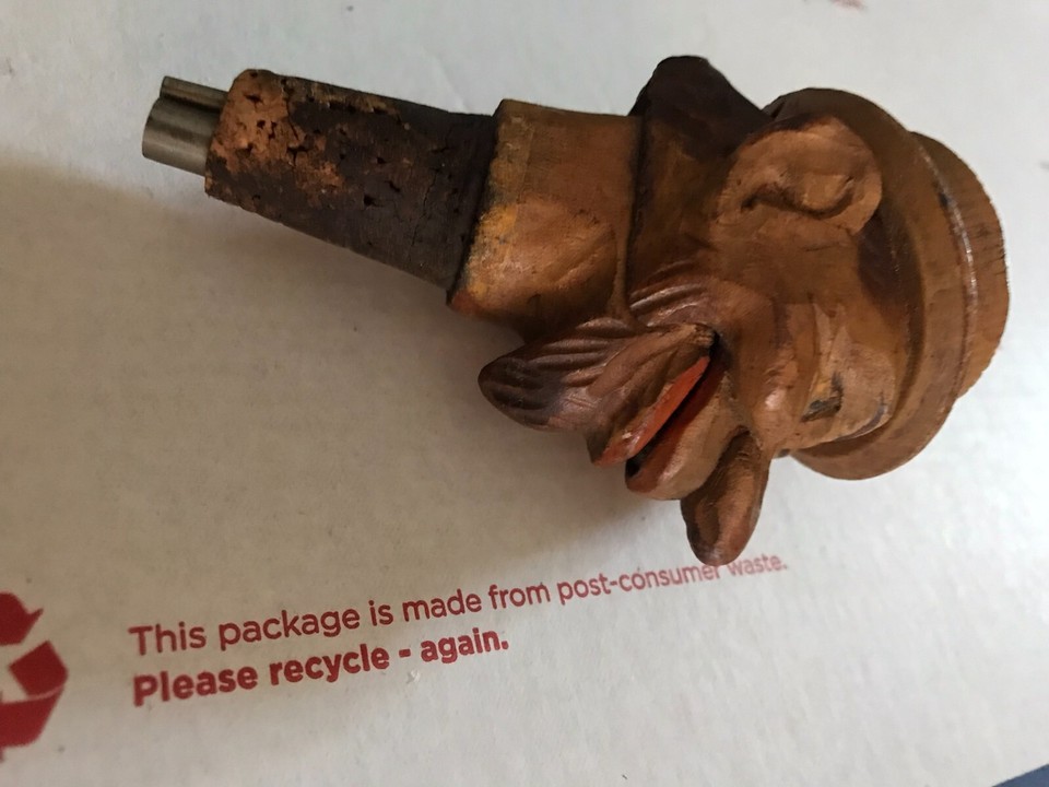 BLACK FOREST MAN IN TOP HAT GERMAN WINE CORK POURER Stopper ANTIQUE