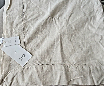 NWT Zara Home Cotton Tablecloth  for 4-8 People Natural Color Hemstitch 67'x67''