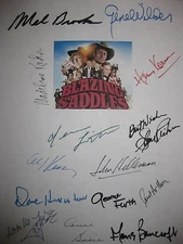 Blazing Saddles Signed Script X14 Mel Brooks Gene Wilder Cleavon Little Kahn RPT