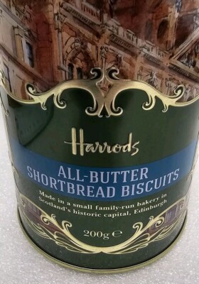 Vintage Collectible Tin Canister ~ Harrods All-Butter Short Bread Biscuits 