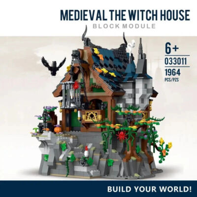 New 1964PCS Witch Hut Building Blocks MOC Model Medieval Cottage City View Brick