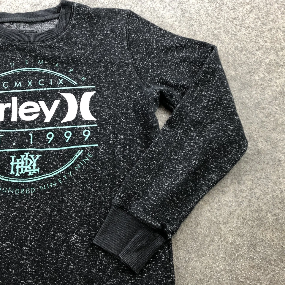 Sudadera Hurley Mujer Mediana Gris Azul Jaspeado Pullover Logo * Foto 3 de 4