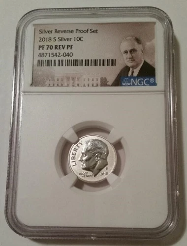 NGC 2018 S Silver Roosevelt Dime Reverse Proof PF70 Portrait Label