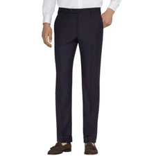Zanella Devon Flat Front Super 120's Wool Serge Pant in Navy