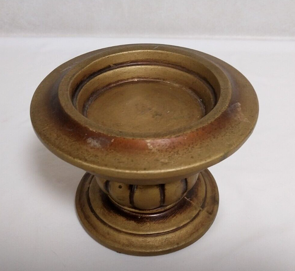 VINTAGE PILLAR CANDLE HOLDER TRIMONT WARE GOLD MATTE CERAMIC MADE IN