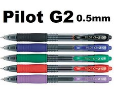 Pilot G2 Pens CHOOSE QTY. COLORS 0.38 0.5 mm Black Gel Purple Green Red Blue