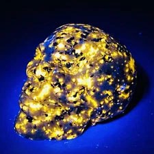 Natural Yooperlite Flame Stone Skull Quartz Crystal Skull Carved Gift Healing 2"