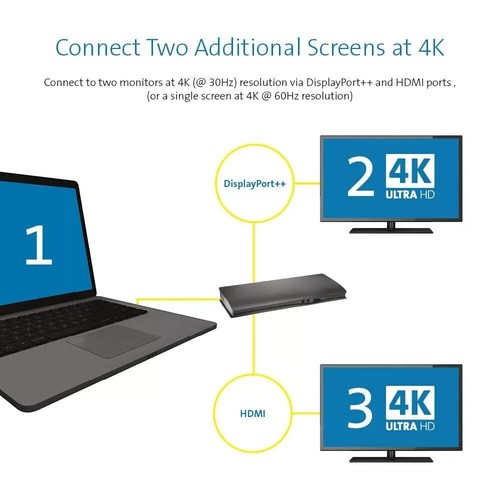 Kensington SD4600P USB-C Universal Dual 4K Dock w/ 60W For Win/Chrome/Mac - Picture 10 of 11