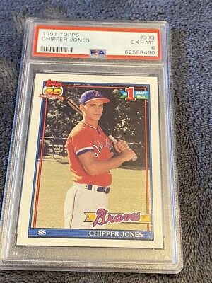 CHIPPER JONES 1991 TOPPS #333 ROOKIE PSA 6 Atlanta Braves HOF!!!!!!! | eBay