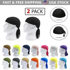 2 Pack Skull Cap Motorcycle Head Wrap Tie Du Rag Do Doo Beanie Cycling Bandana