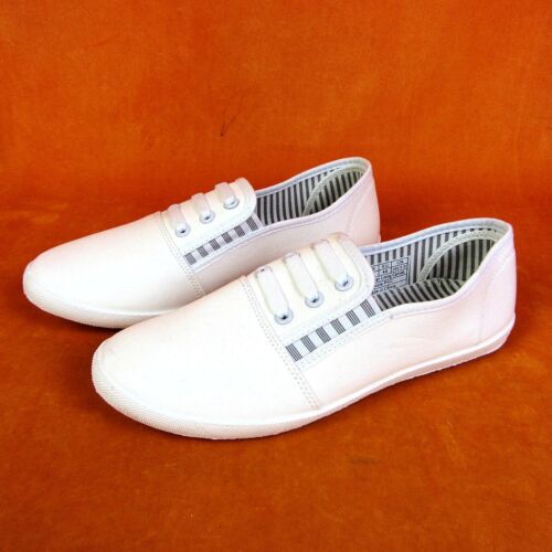 New Womens Canvas Shoes Slip On Casual Comfort Flat Sneakers Size 9