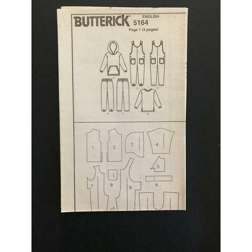 #5164 Butterick childrens overalls top pants sewing pattern size 2-4 - Picture 2 of 4