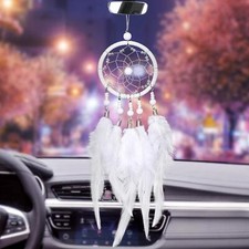Dream Catchers Handmade White Dream Catcher Car Rear View Mirror Pendant Char...