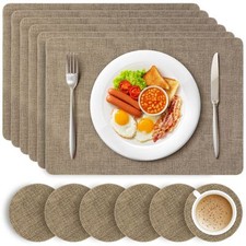 HEFTMAN Placemats & Coasters Dining Table Stain Resistant Clean Wipe 6 Sets Gold