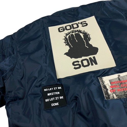 RARE OG HSTRY BY NAS God's Son Bomber Jacket Mens Size L Navy - Imagen 9 de 12