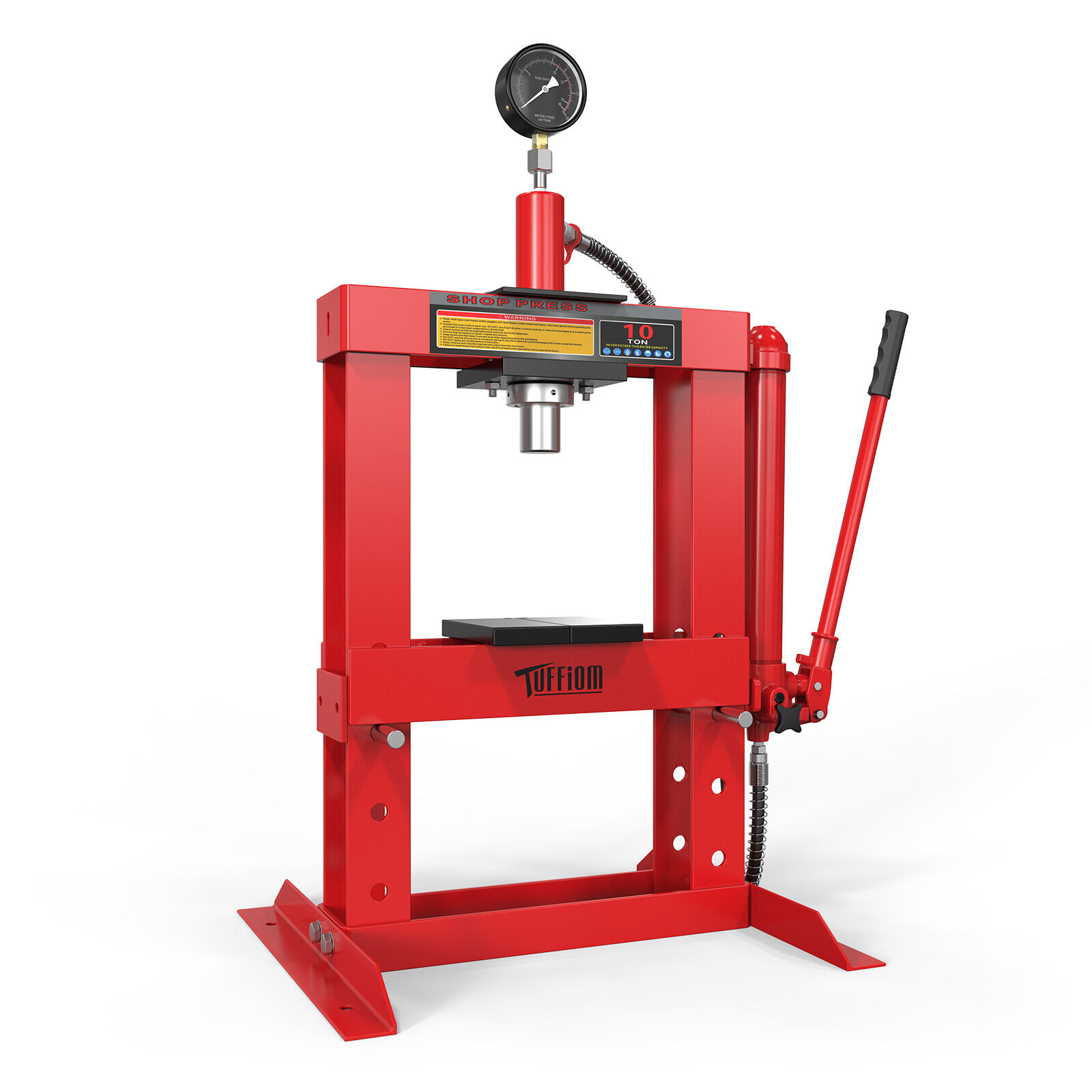 TUFFIOM 6-Ton Hydraulic Shop Press with Press Plates, H-Frame Garage  Benchtop Press, Adjustable Working Table Height, 18.9”L x 15.75”W x 36.8”H