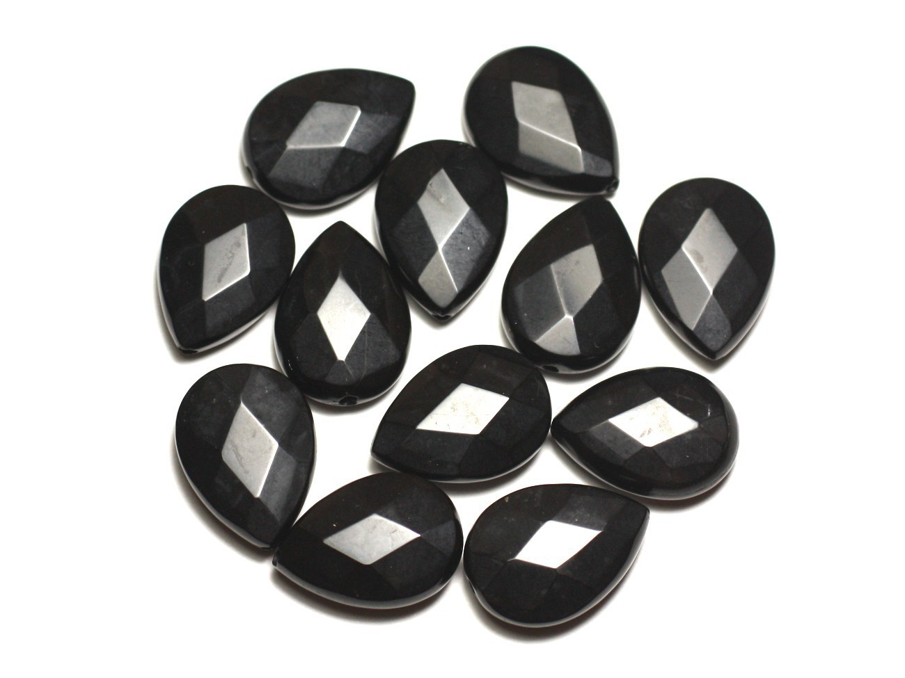 Onyx noir givré perles gouttes facettées de qualité supérieure
