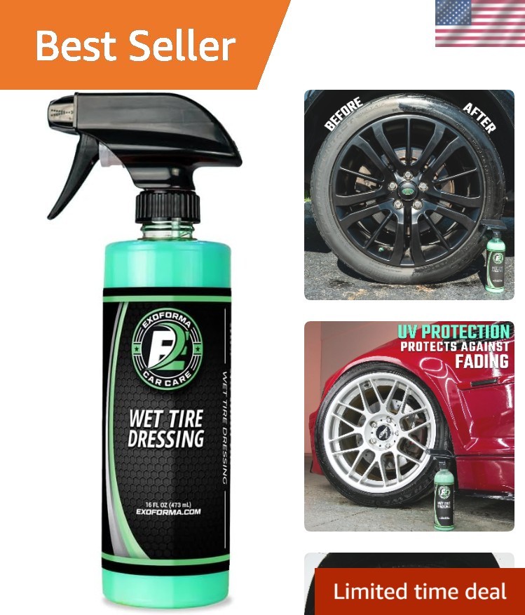 Wet Tire Dressing Spray - Extreme Shine & Quick Drying, 16 fl oz UV Protection