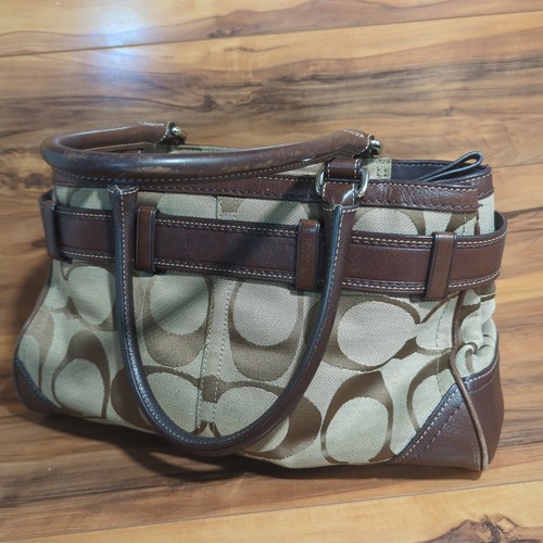 Borsa Coach Hampton Signature Stripe Medium Carryall nera #F13073 - Foto 7 di 12