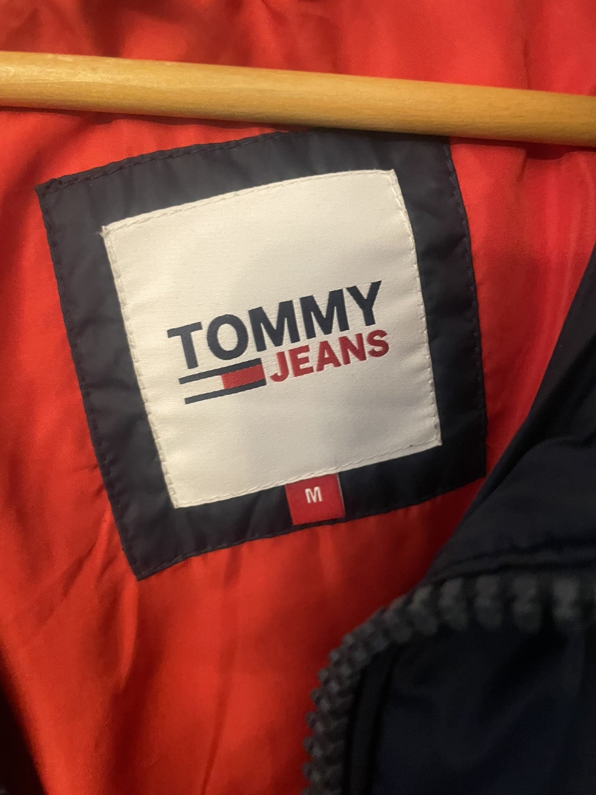 Tommy Jeans Essential Mens Down Filled Padded Hooded Navy Blue Puffer Jacket  m image 2