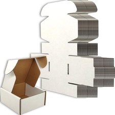 4x4x2 inches Small Shipping Boxes Set of 100 - White Mailer Corrugated Cardbo...